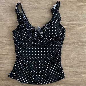 Ralph Lauren Polka Ruffle Tankini Top